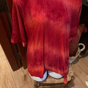 Avenue Vibrant Red Blouse with Tie Detail